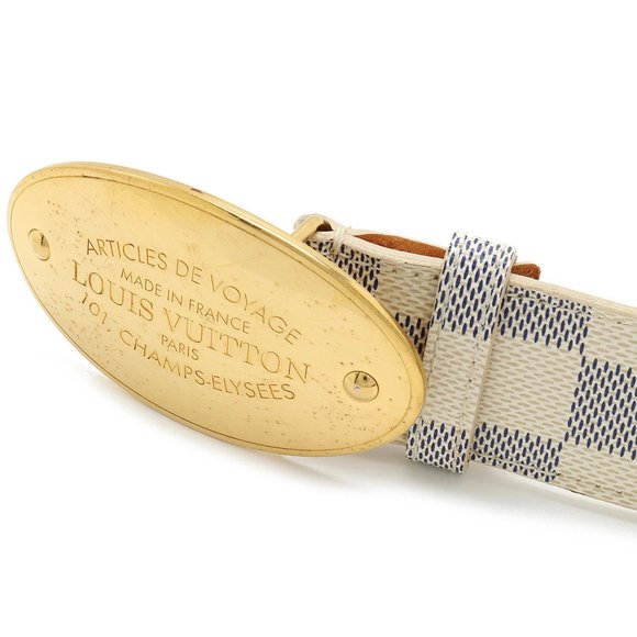 LOUIS VUITTON Damier Azur Santur Voyage Belt Leather #90 M9837U - Picture 4 of 9